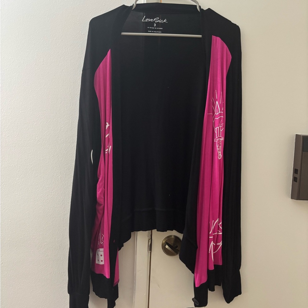 Black and Pink Open Cardigan